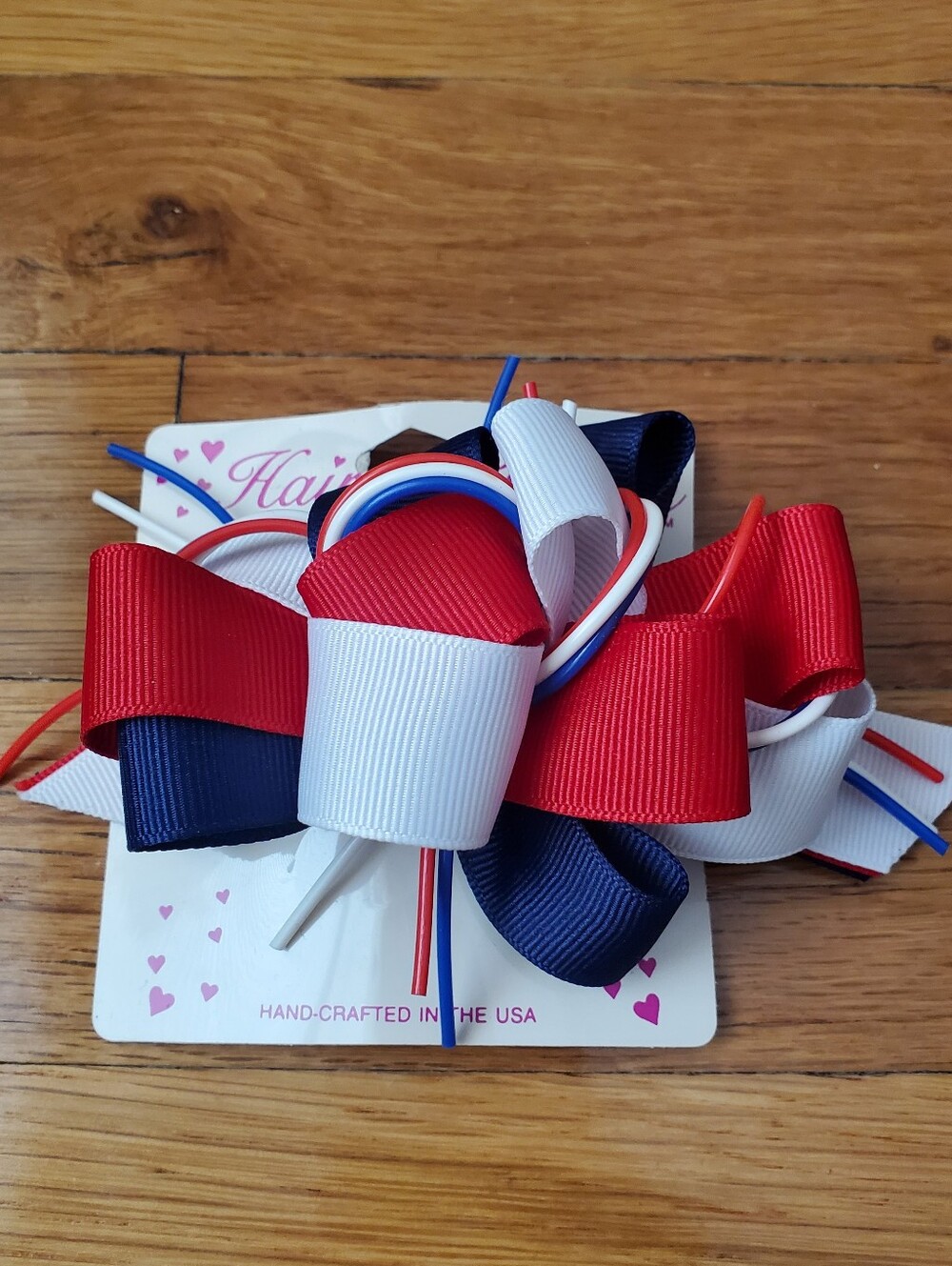 Patrotic Hair Bow Clip - Red White Blue